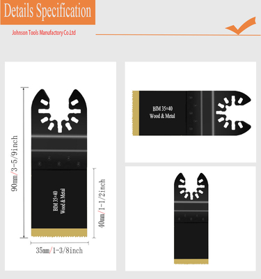 35mm 1-3/8" Bi-metal revestido de titânio oscilante multi ferramenta serrada lâmina para metal de unhas de madeira de corte de plástico