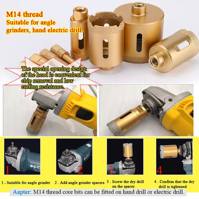 O vácuo M14 soldou 35mm Diamond Core Drill Bits Set para a porcelana