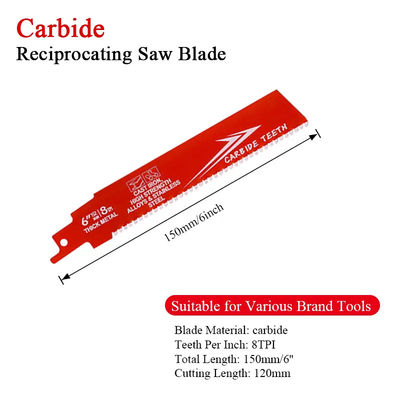 6 polegadas Bi-Metal OEM Reciprocating Saw Blade Industrial para Metal Ferro Fundido Liga de Aço Sawzall Blade Carbide