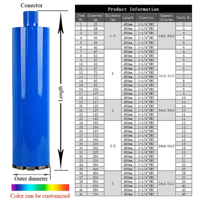 4" bocado de núcleo soldado laser para o concreto reforçado com segmentos da forma líquida