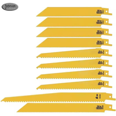 10 peças de vários tamanhos Bi-metal Reciprocal Saw Blades Combinação de conjunto para corte de madeira e metal