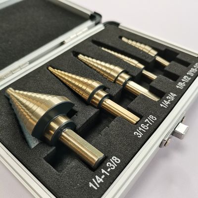 bocado de broca da pata do triângulo do atarraxamento do cone da etapa do titânio de 5pcs HSS