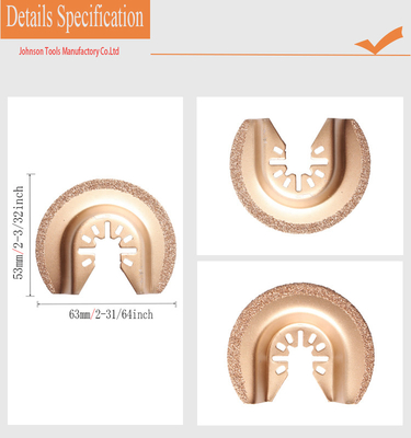 o carboneto Diamond Multi-Tool Oscillating Saw Blade do círculo de 63mm semi para a alvenaria, reboca, telha e Drywall